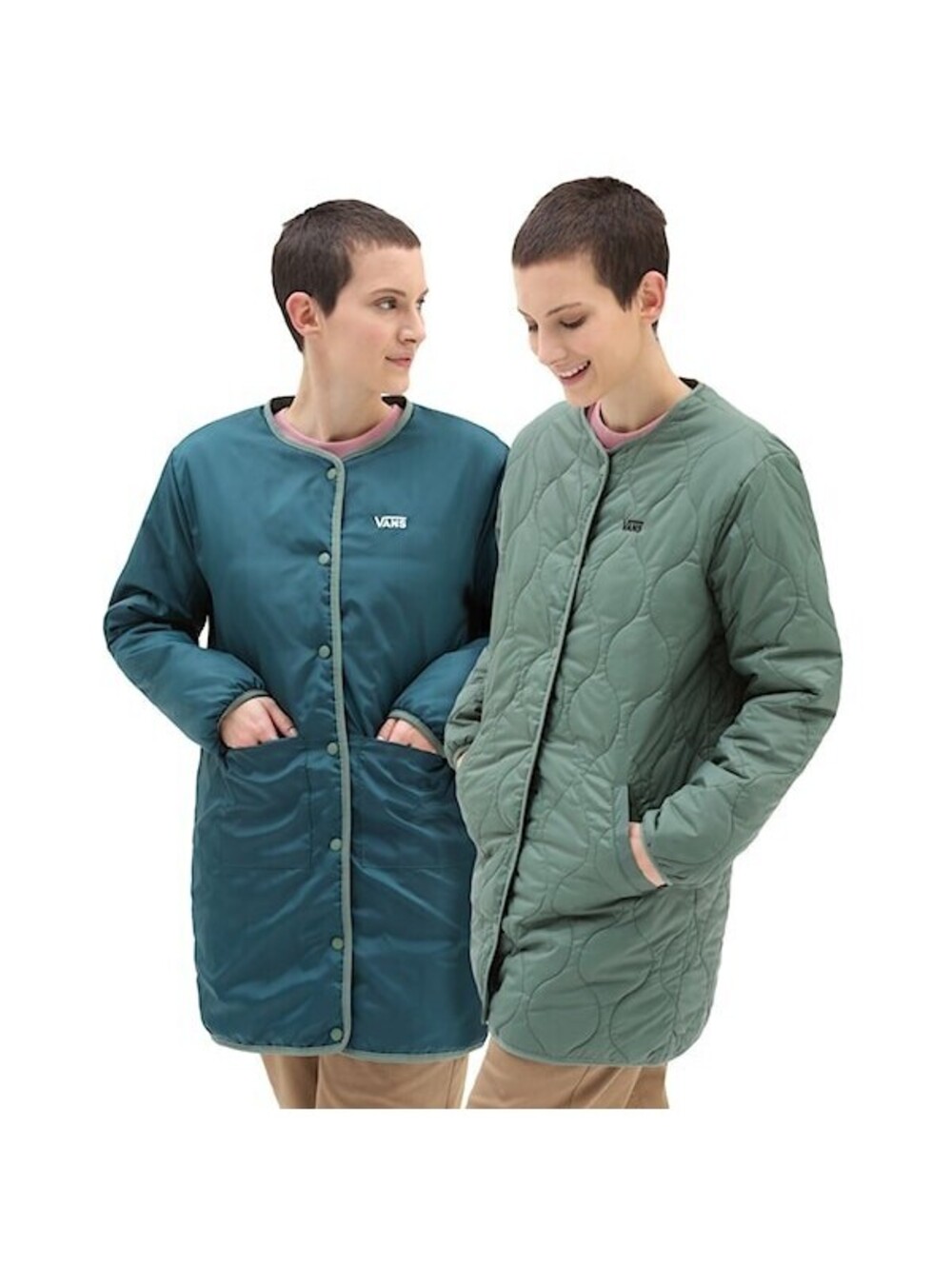 Vans Long Jacket Army Green Reversible Womens Forces OS Liner Onion Quilt L